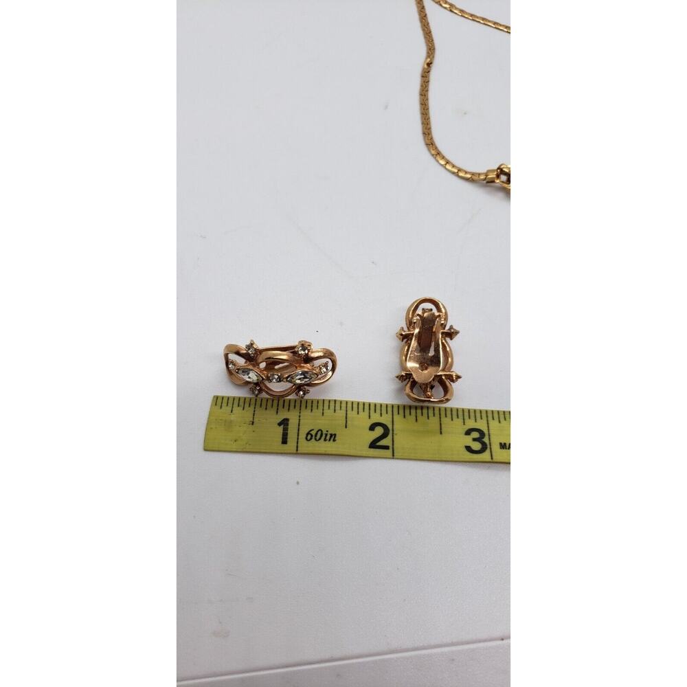 Vintage Gold Necklace Choker Earrings Rhinestone Set Palomar Jewels NOS in Box - Picture 11 of 12